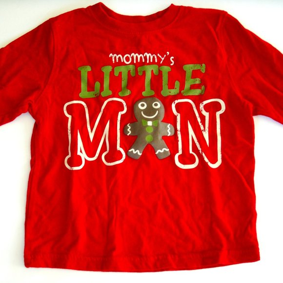 Boy's Christmas T-Shirt Gingerbread Man Red Long Sleeve Size 3T - Picture 1 of 10